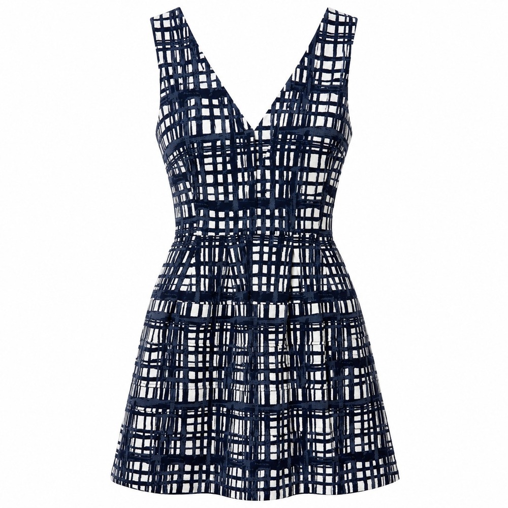 Old Money Plaid Fit Flare Dress Women Size 4 Parisian Chic‎ Plaid Euro Summer